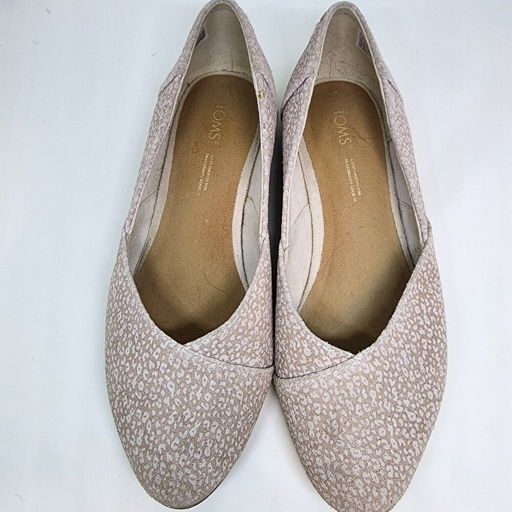 TOMS Jutti Flats Size 7 Leopard Print Suede | Animal Print Slip On Shoes Boho Ch